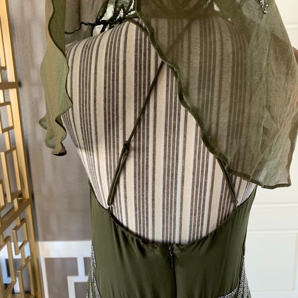 Haute Hippie Shaded Palm Bead Silk Gown NWT - Picture 5 of 12